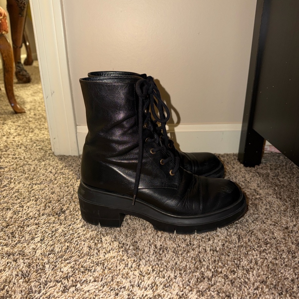 Stuart Wietzman Black Lace-Up Combat Boots - Picture 5 of 9